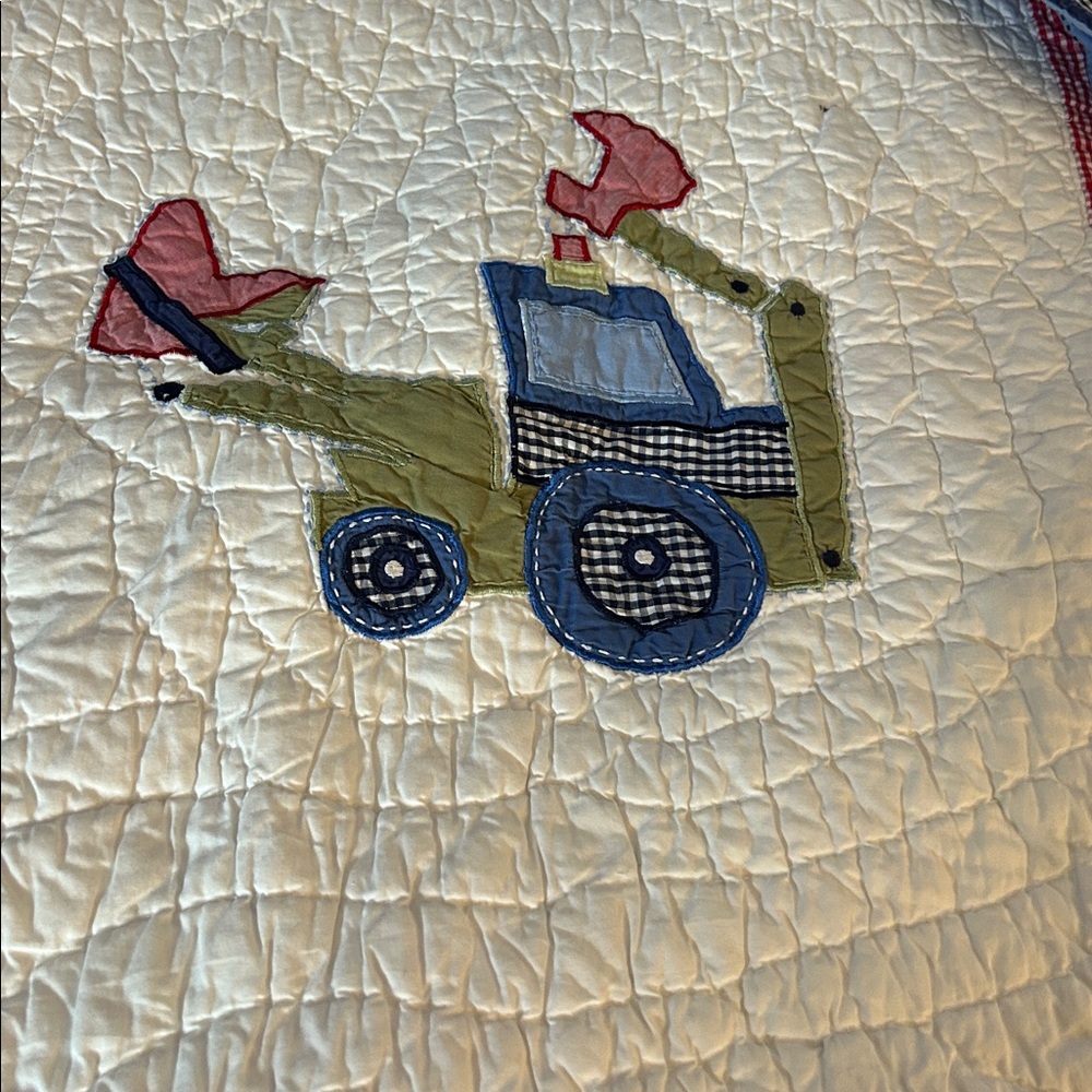 Pottery Barn Kids trucks vehicles construction TWIN QUILT - Picture 2 of 5